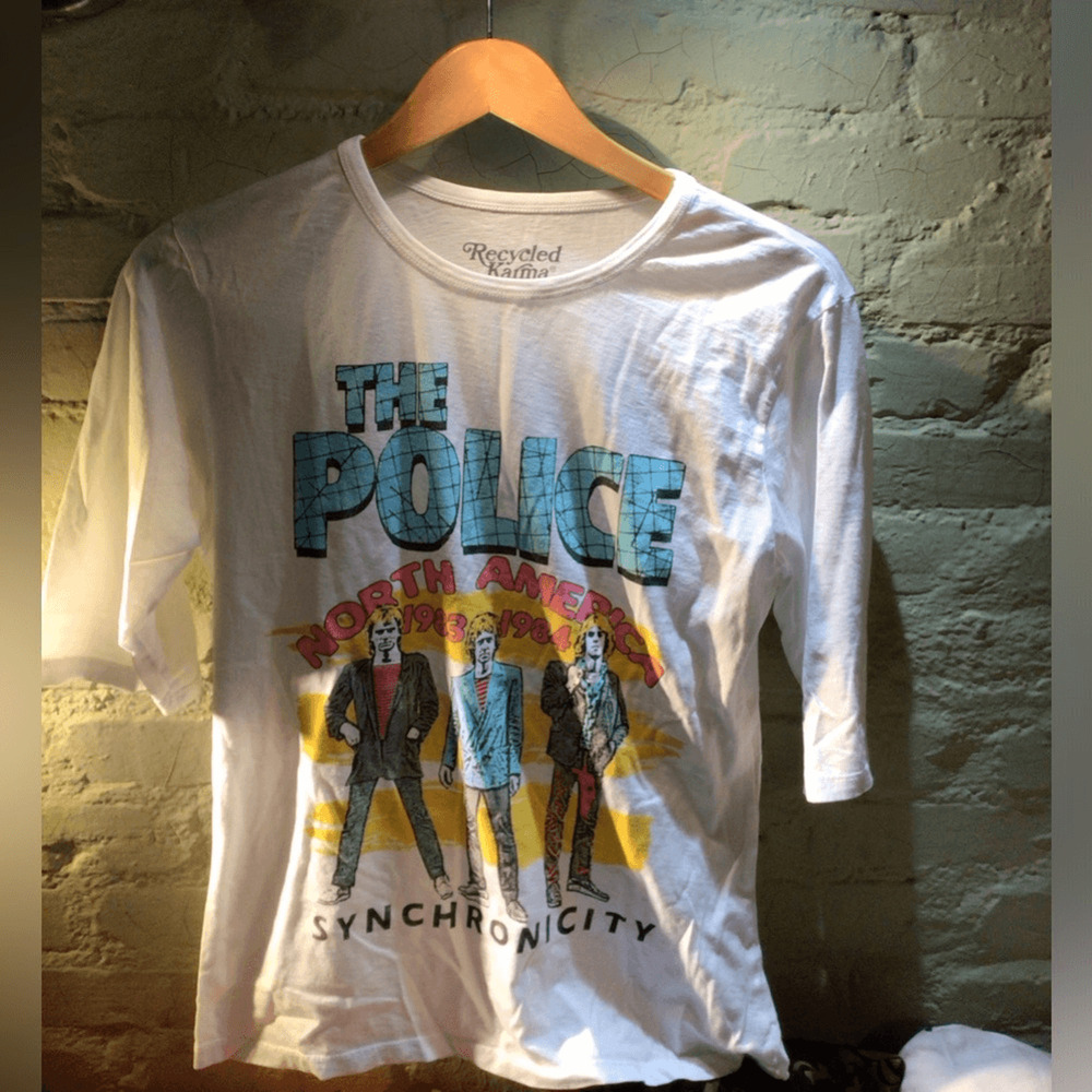 NEW ! Recycled Karma White Graphic Tee with Multicolor Design